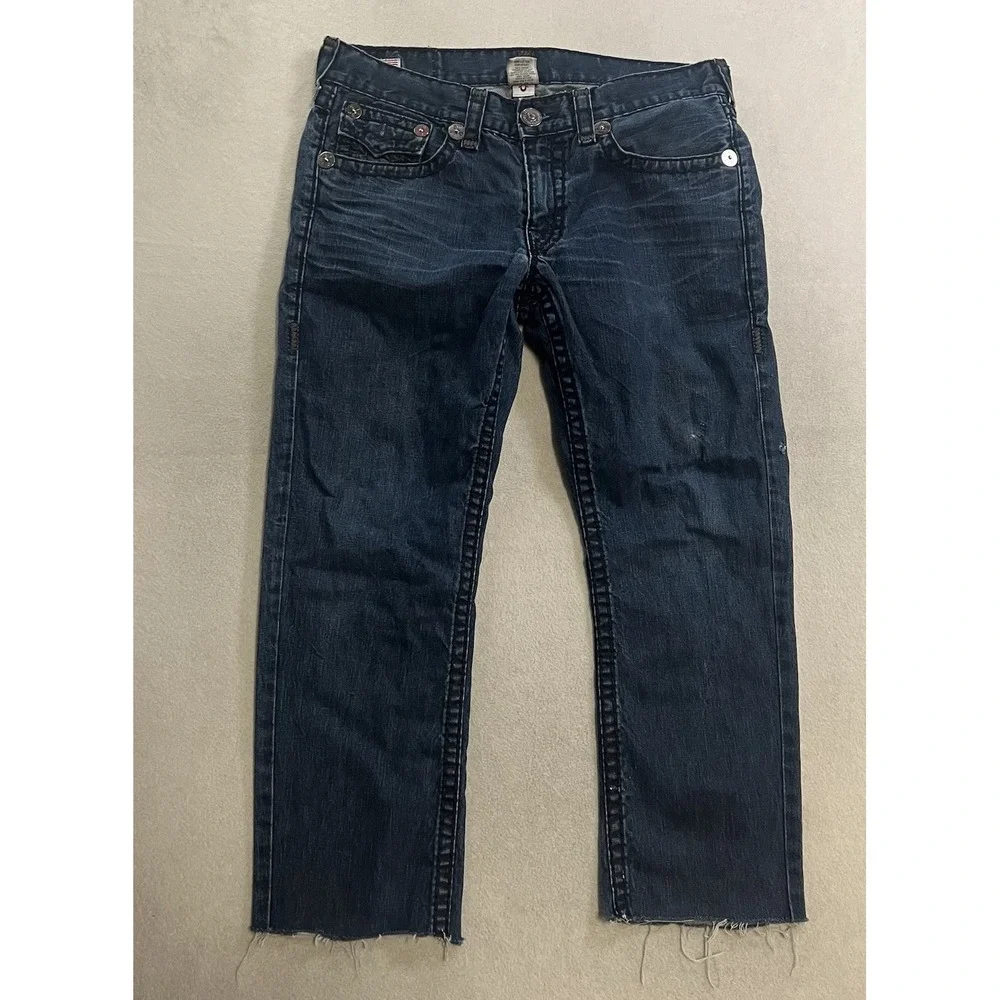 Vintage True Religion Ricky Super T Jeans Men's 36x28 Flap Pocket Raw Hem